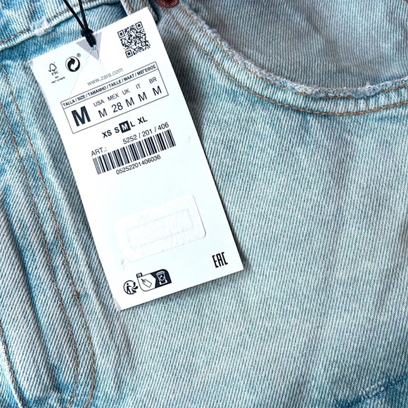 NEW ZARA - Denim Skirt Effect Crop Top - Picture 7 of 8